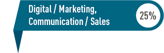 Digital / Marketing, Communication / Ventes : 25%