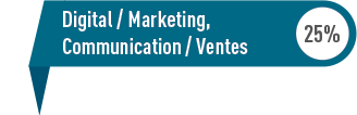 Digital / Marketing, Communication / Ventes : 25%